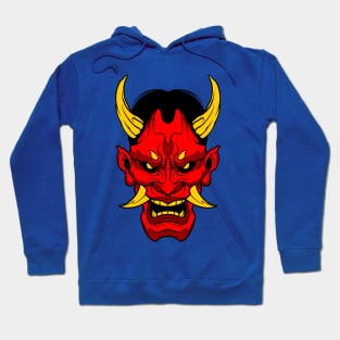 red oni mask golden fang Hoodie